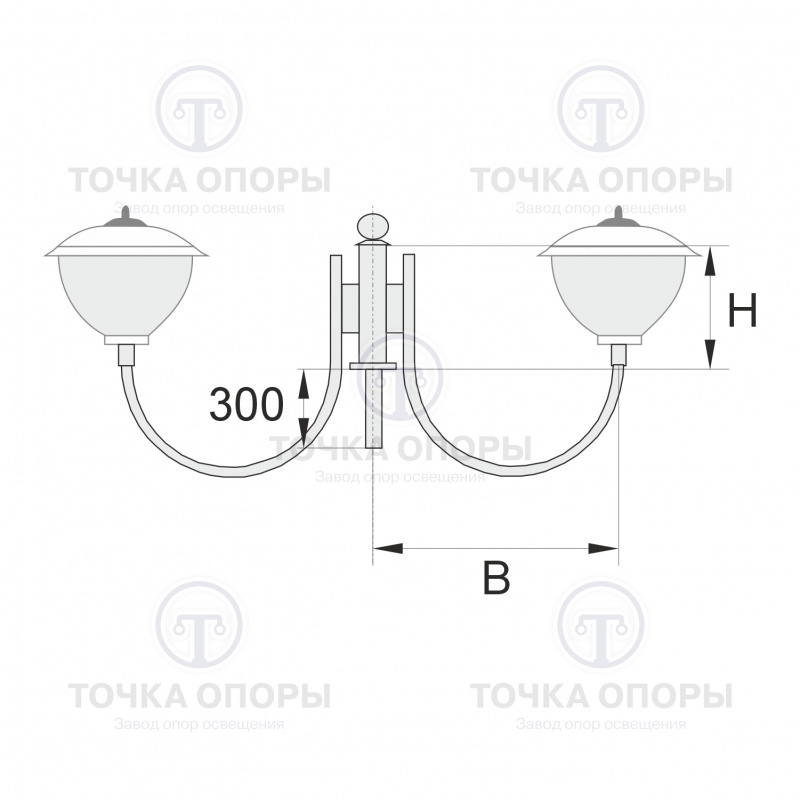 К51-0,5-1,0-0-5 торшерный двухрожковый кронштейн